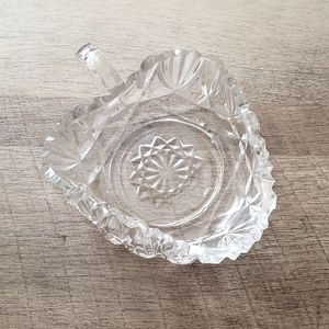 Cut Glass Triangle Shaped Nappy with Handle - 5 1/4 x 2